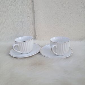 Set of 2 Madame CoCo espresso cups Wht/gold Trim